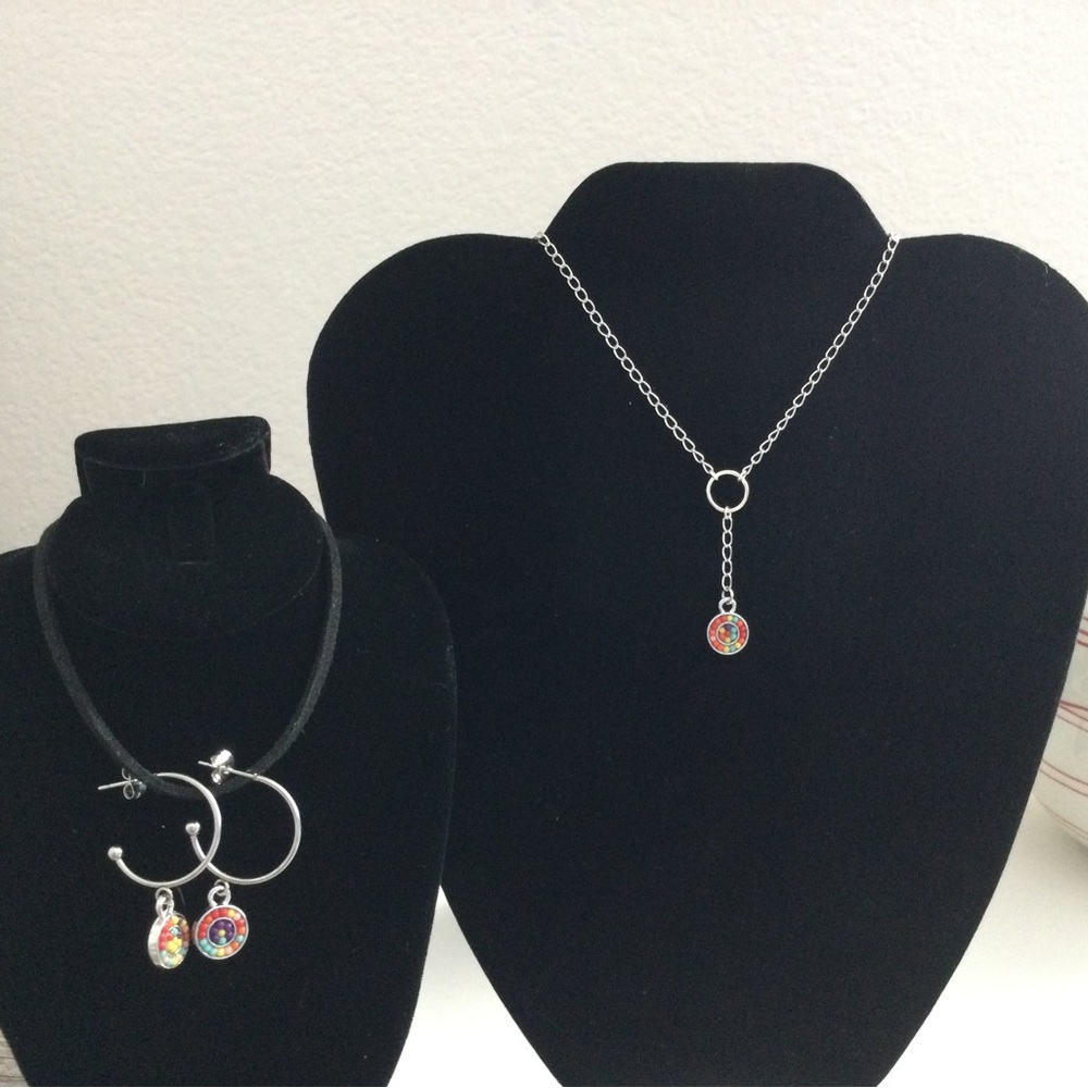 Handmade Seed Bead Necklace and hoop earring set